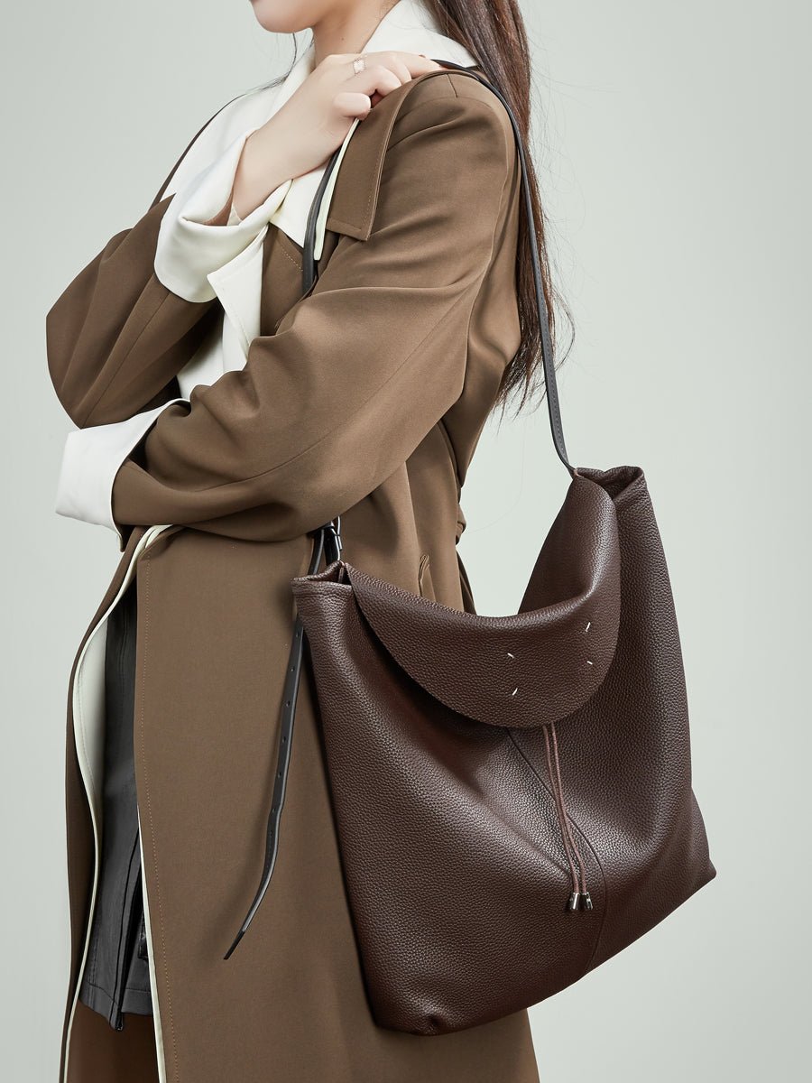 Aubrine Adrienne Hobo Bag in Black, worn