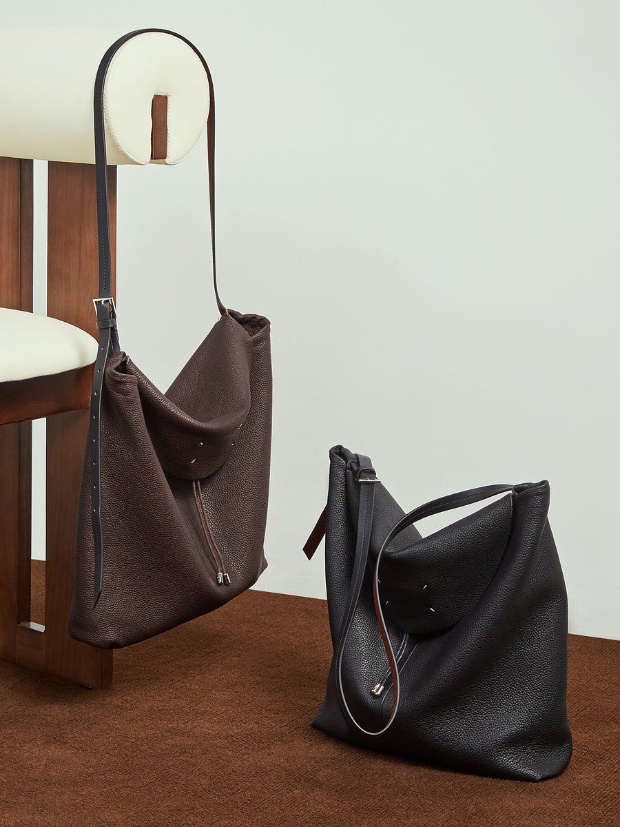 Aubrine Adrienne Hobo Bag in Black, worn