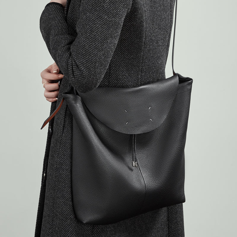 Aubrine Adrienne Hobo Bag in Black, worn