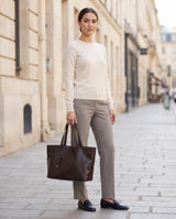 Aubrine Albertine Tote in Dark Brown, full length