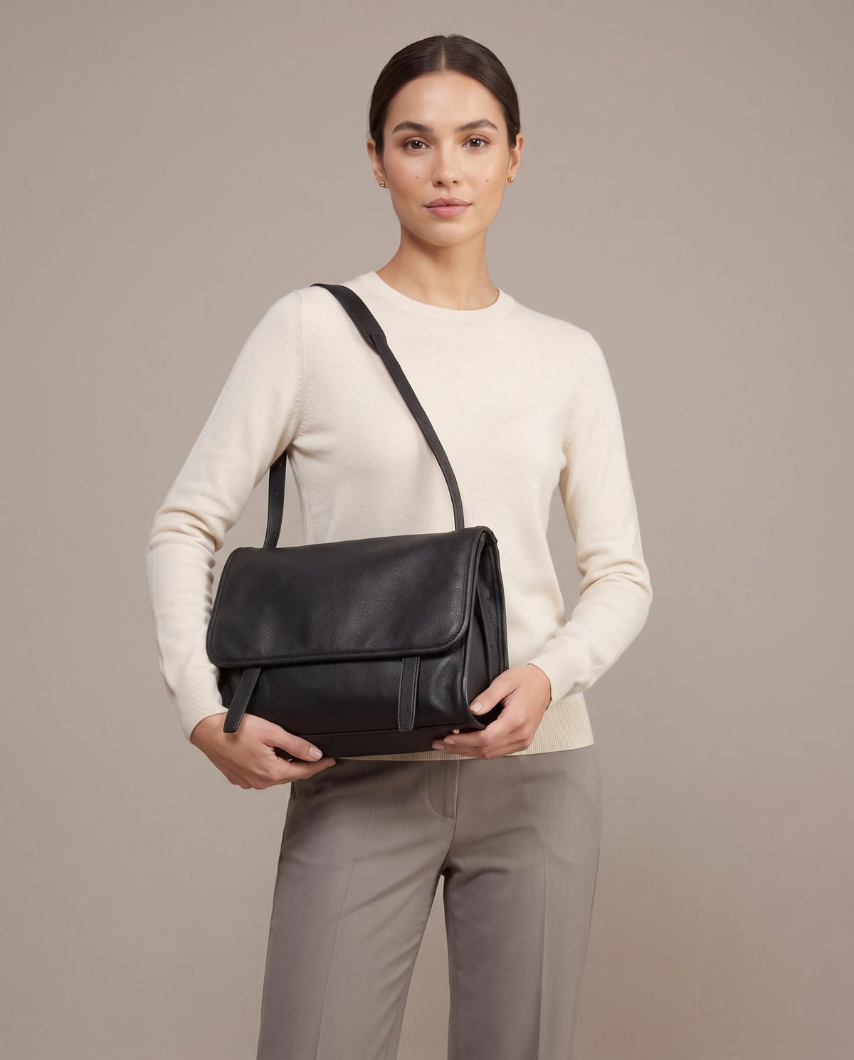 Aubrine Blanche Shoulder Bag in Black, held