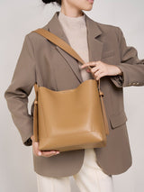 Aubrine Carine Bucket Tote in Chocolate, worn