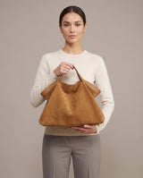 Aubrine Cecile Suede Tote in Black, held