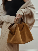 Aubrine Cecile Suede Tote in Black, worn
