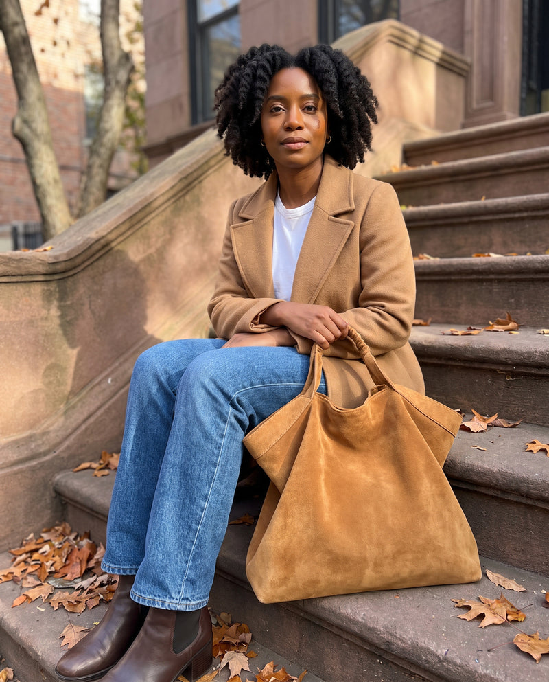 Aubrine Cecile Suede Tote, worn