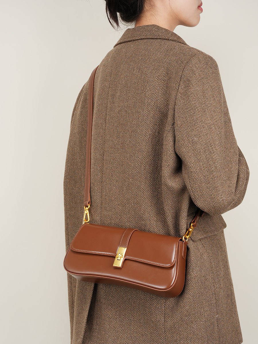Aubrine Constance Baguette Bag in Black, worn