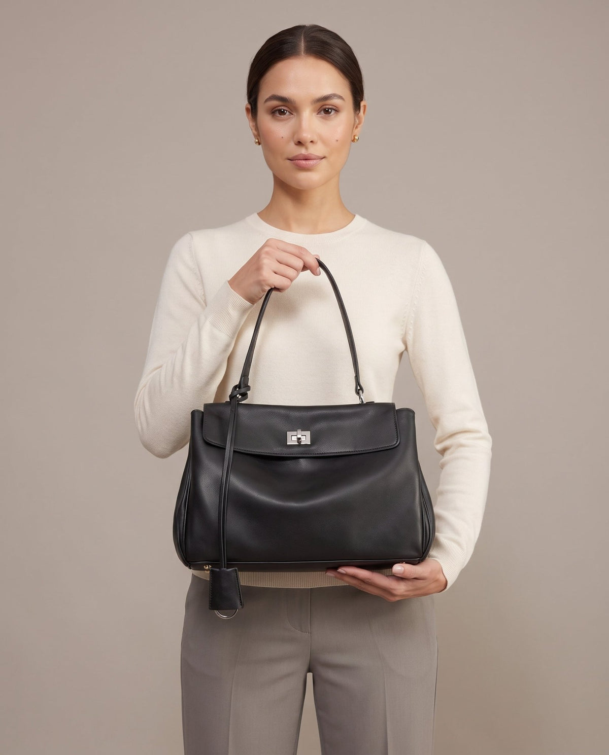Aubrine Cosette Shoulder Bag in Black, held