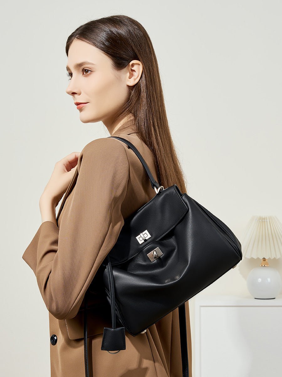 Aubrine Cosette Shoulder Bag in Black, worn