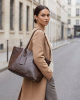 Aubrine Edwige Shopper in Black, worn on the shoulder