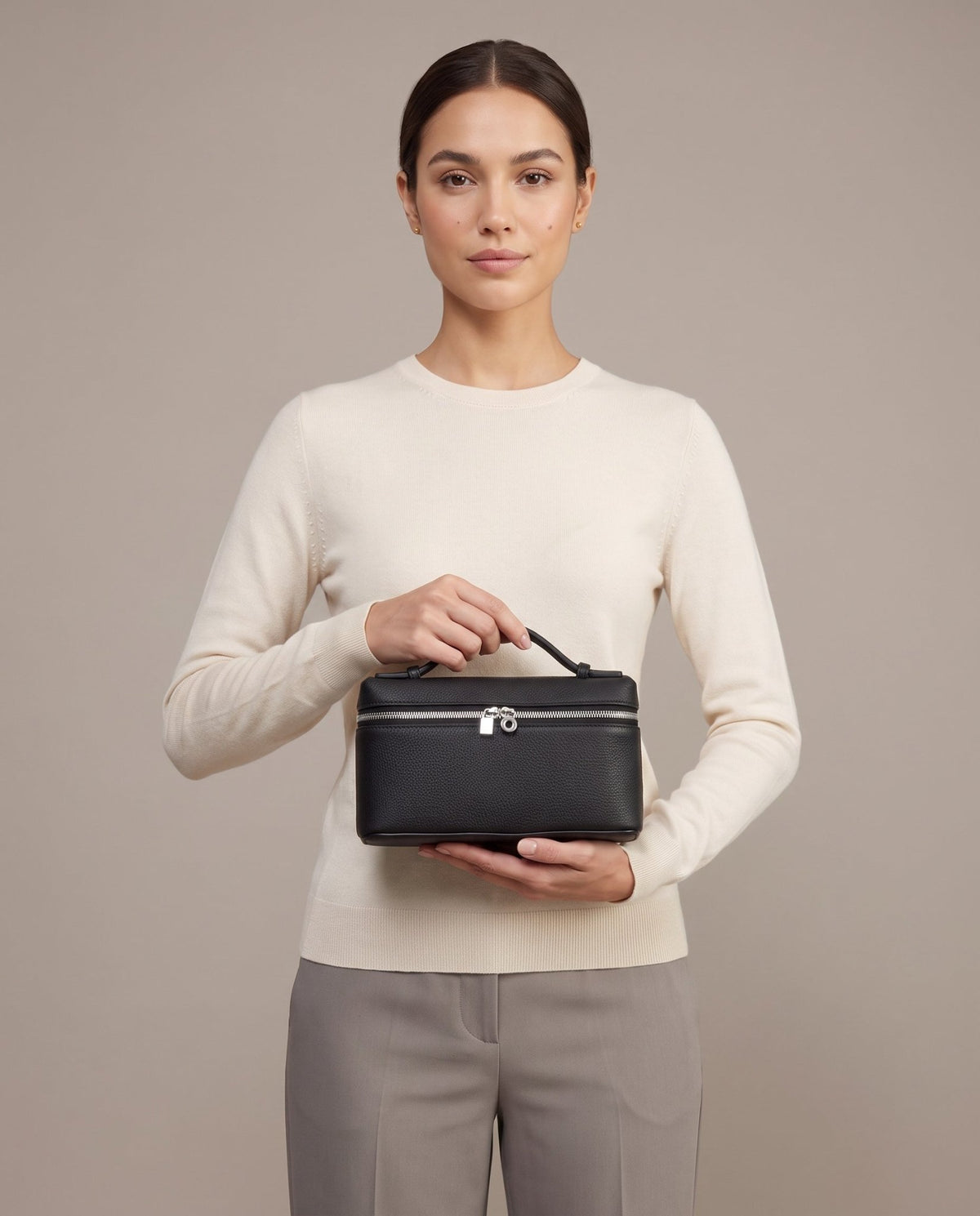 Aubrine Eleonore Vanity Bag in Black, held