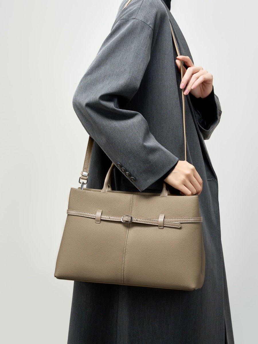 Aubrine Ernestine Satchel in Black, worn