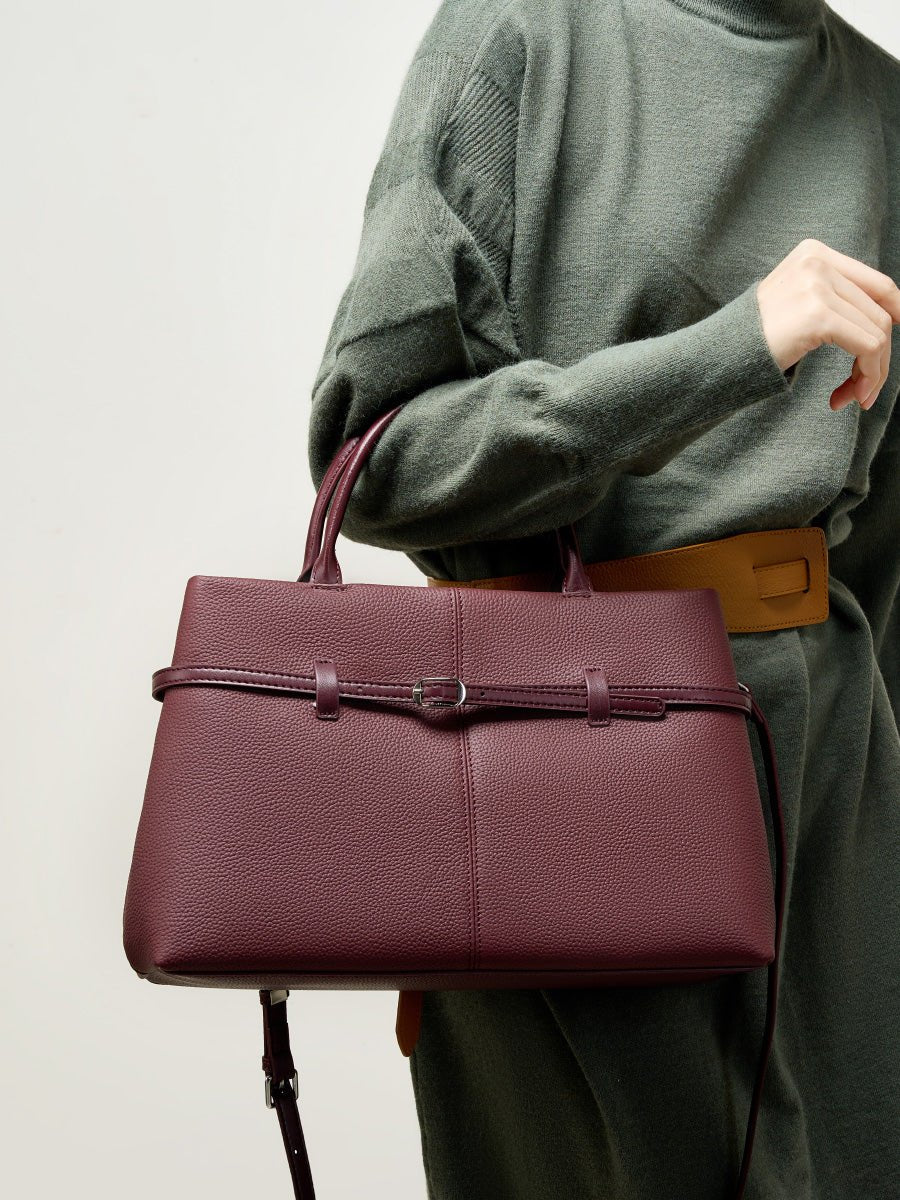 Aubrine Ernestine Satchel in Black, worn