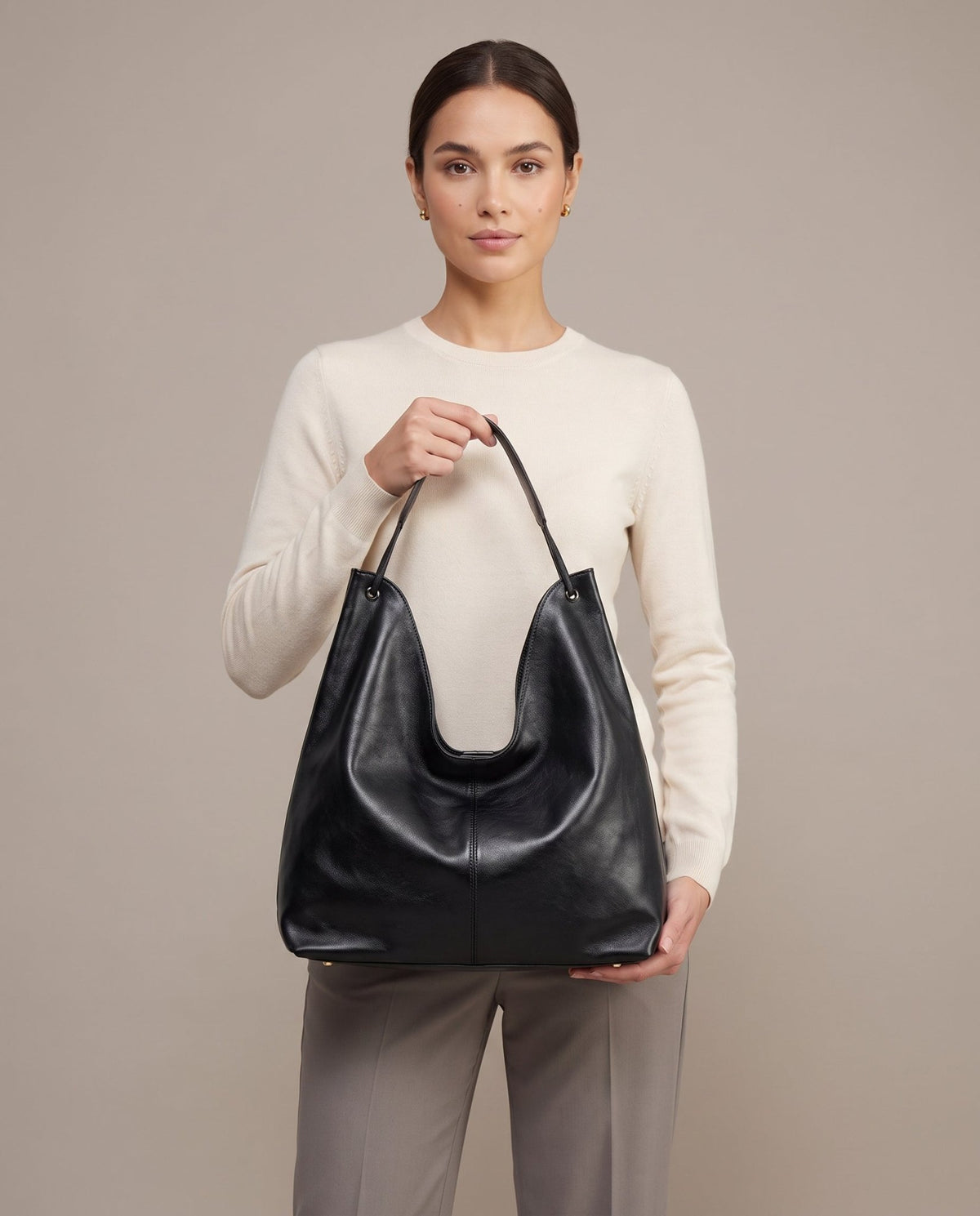 Aubrine Fabienne Hobo Bag in Black, held