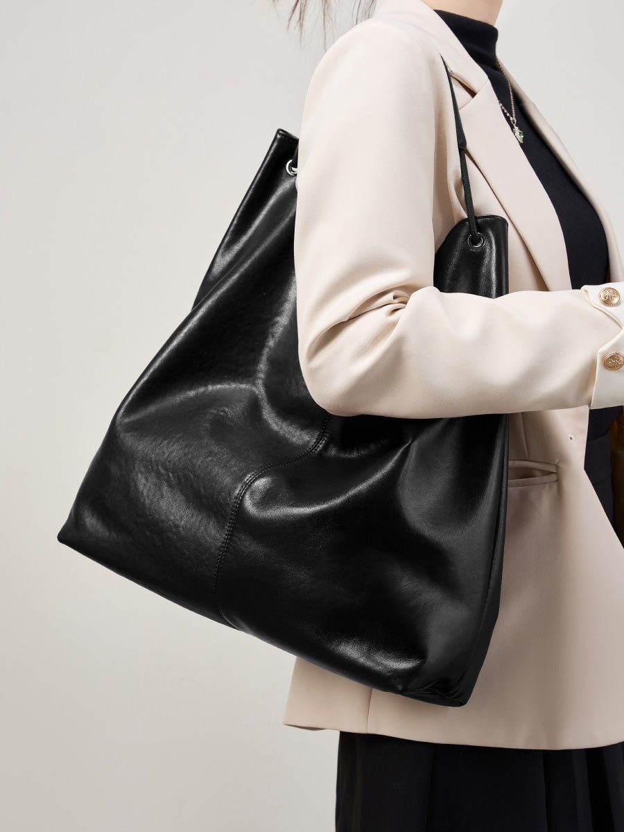 Aubrine Fabienne Hobo Bag in Black, worn