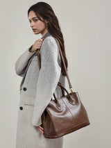 Aubrine Francine Tote in Chocolate, worn