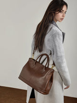 Aubrine Francine Tote in Chocolate, worn