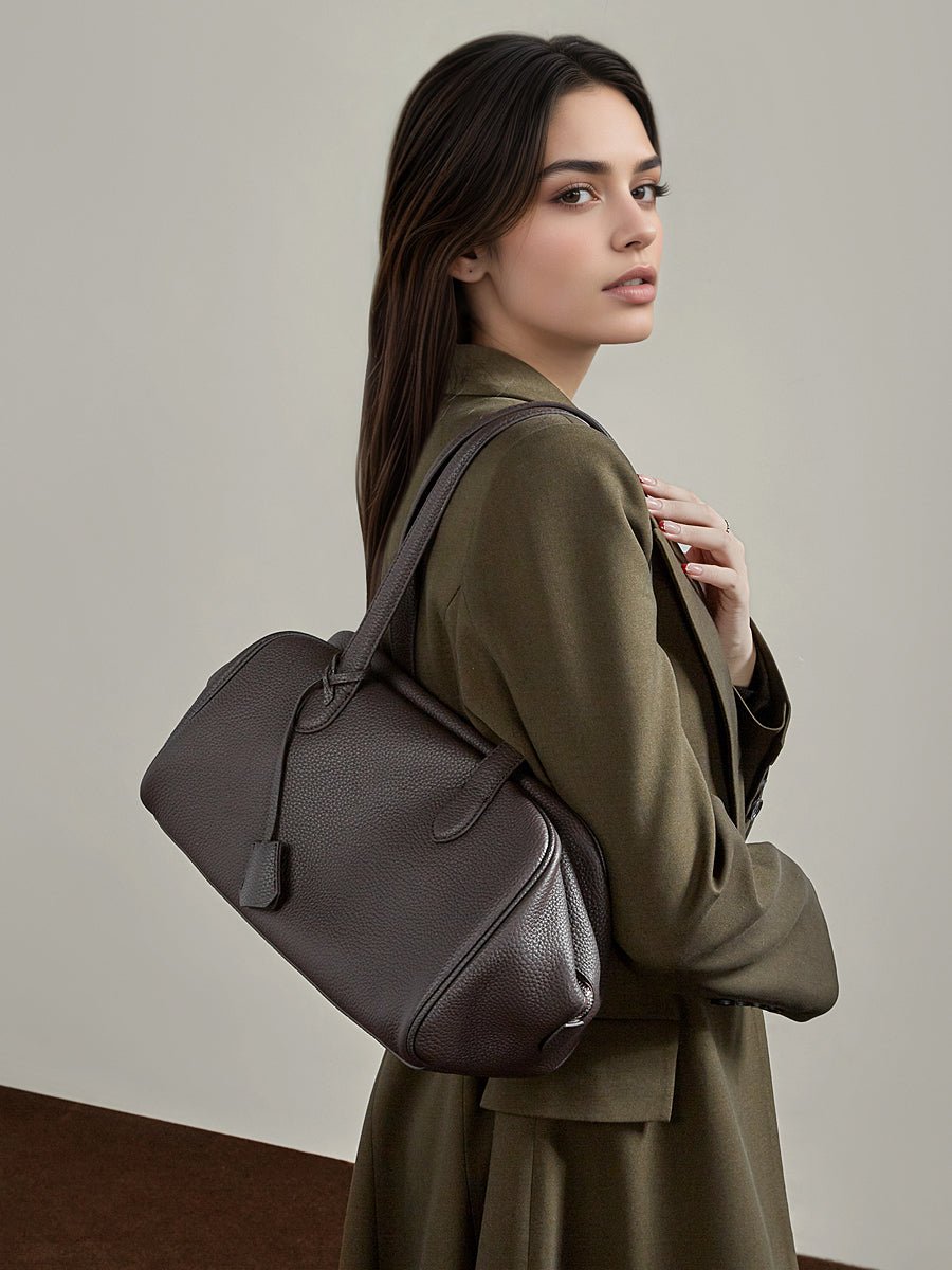 Aubrine Honorine Tote in Black, worn