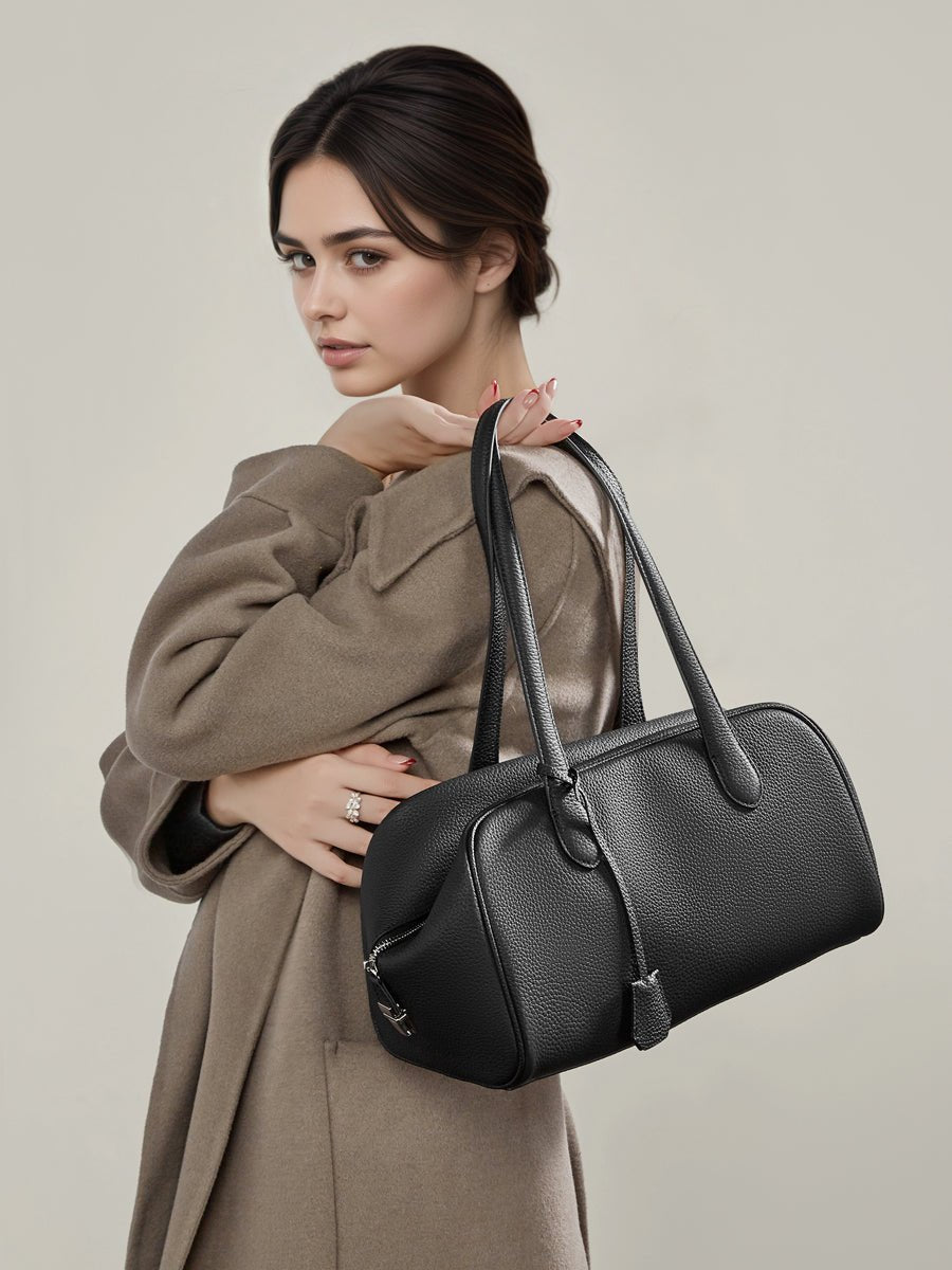 Aubrine Honorine Tote in Black, worn