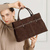 Aubrine Pascale Suede Tote in Black, worn