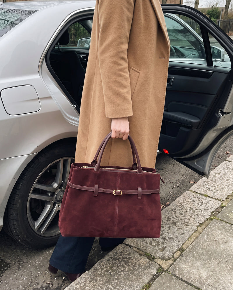 Aubrine Pascale Suede Tote, worn