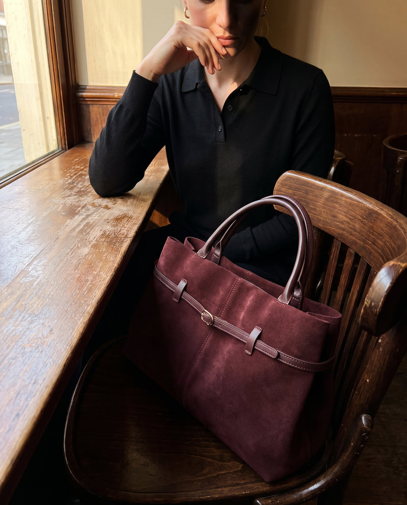 Aubrine Pascale Suede Tote, worn