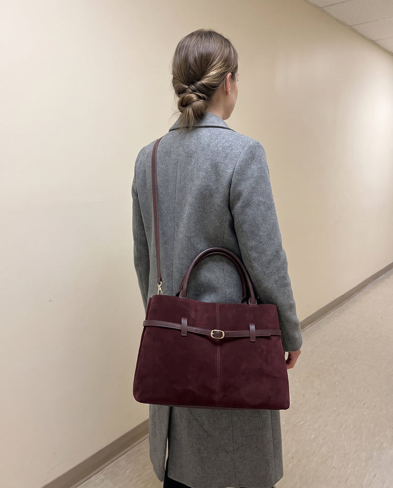 Aubrine Pascale Suede Tote, worn