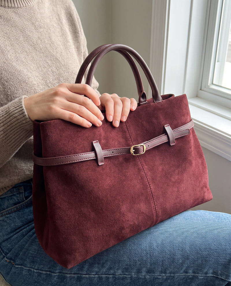 Aubrine Pascale Suede Tote, worn