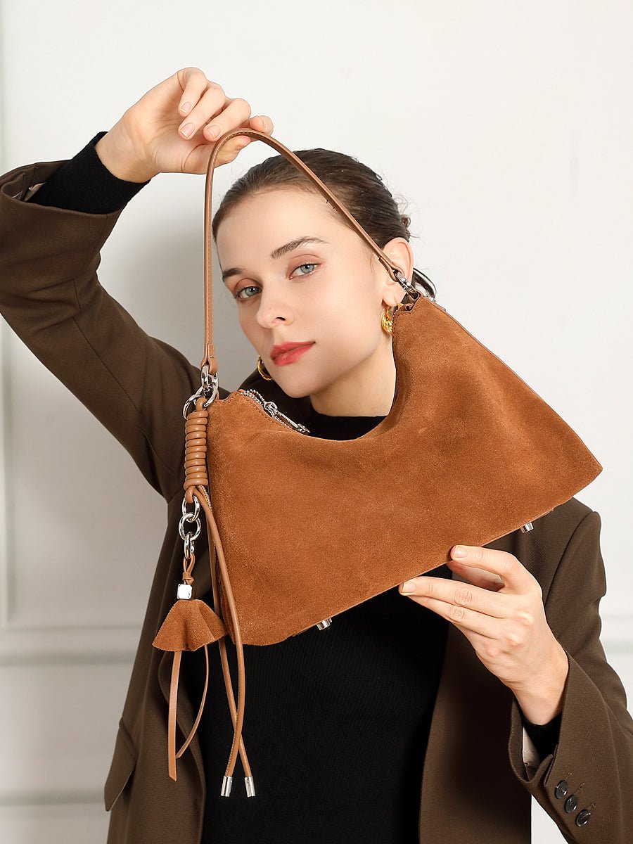 Aubrine Paulette Shoulder Bag in Brown, worn