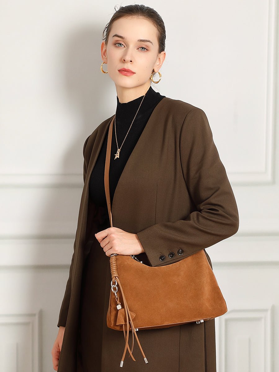 Aubrine Paulette Shoulder Bag in Brown, worn