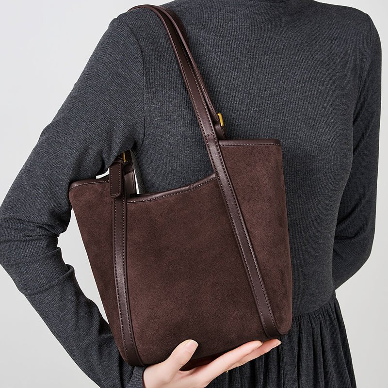 Aubrine Sandrine Shoulder Bag in Coffee, worn