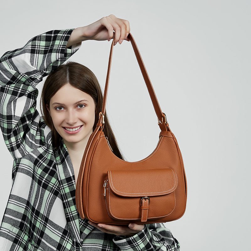 Aubrine Zelie Hobo Bag in Black, worn