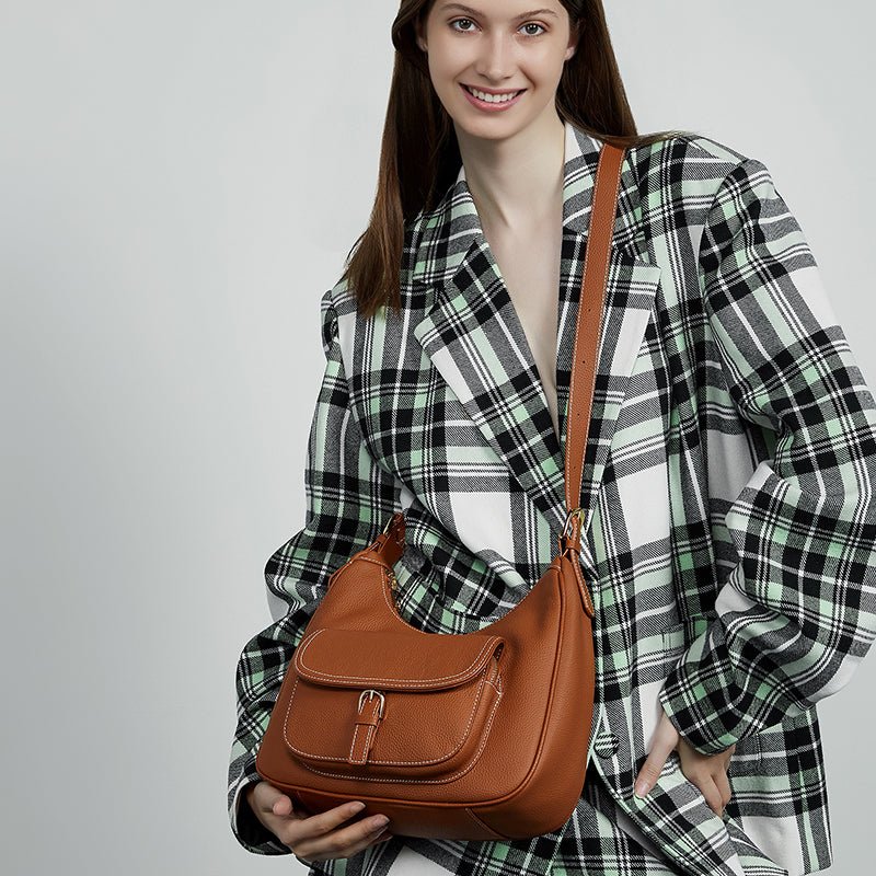 Aubrine Zelie Hobo Bag in Black, worn